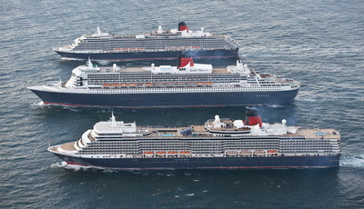 Cunard's three Queens - Queen Mary 2, Queen Elizabeth and Queen Victoria.