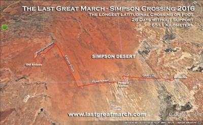 THE PATH TAKEN BY COPELAND AND GEORGE OF AUSTRALIA'S SIMPSON DESERT IN ITS WEST/EAST AXIS CROSSES WELL OVER 900 DUNES