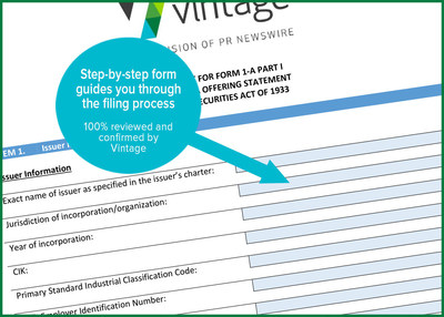 In advance of the Marcum event, Vintage offers its Regulation A+ Worksheet for Form 1-A. This document will guide Emerging Growth Companies and their advisors through the Reg A+ SEC filing process. Download the worksheet here: http://e.prnewswire.com/Vintage_RegA_Worksheet.html