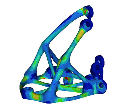 Example of topologically optimized & 3D printed component developed by Altair, RUAG and Morf3D