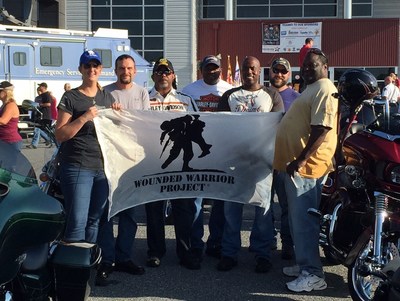 A group of injured veterans with Wounded Warrior Project pose for a picture during the Second Annual Ride with Heroes.