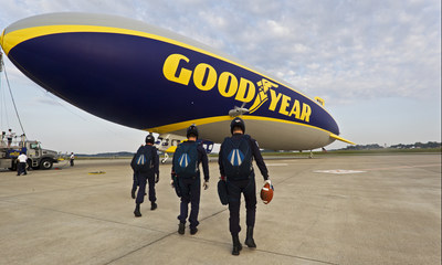 Cadets from the U.S. Air Force Wings of Blue get set to deliver the game ball for Saturday's Battle At Bristol, following the first skydive from Goodyear Blimp in 51 years (Credit: AP)