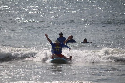 John Goubeaux surfs at a recent Wounded Warrior Project event in North Carolina.