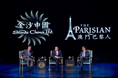 Las Vegas Sands President and Chief Operating Officer Mr. Robert G. Goldstein and Sands China Ltd. President Dr. Wilfred Wong join Mr. Sheldon G. Adelson at Tuesday’s press conference in Macao for the grand opening of The Parisian Macao.