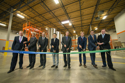Agrinos' board of directors celebrate the opening of the company's new production facility.