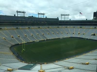 As part of the tour, injured veterans got to take in a view of the field from one of Lambeau's VIP suites.