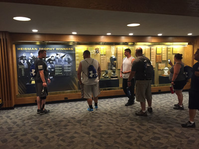 Wounded veterans toured Notre Dame facilities before a group workout.