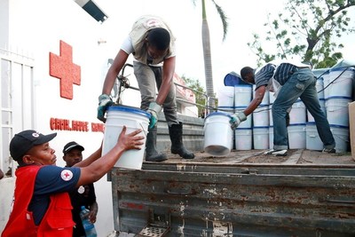 Supplies are delivered to the Haitian Red Cross in response to Hurricane Matthew.