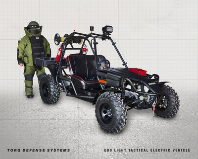 New EOD Rapid Response, Light Tactical Electric Vehicle by TORQ Defense Systems. This swift and silent multi-terrain EOD vehicle was developed specifically to further enhance the readiness of America's first responders. The TORQ LTEV enables a fully suited explosive ordnance disposal technician to rapidly deploy down range while easily transporting all the tools deemed necessary to identify, diagnose and disrupt suspected or real explosive devices. The high-torque LTEV's rugged design and unique off-road capabilities deliver light tactical mobility in often complex, high-density urban areas.