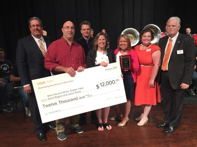 Shea Havens-White, Angela Yake, Grant Rogers and Jason Siwek, a group of teachers at Cedarville High School in Cedarville, Ohio, are the second place winners in the 2016 Voya Unsung Heroes awards competition.