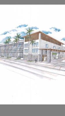 Exterior rendering of The Delaney Hotel and Delaney's Tavern located on Orange Avenue in the Downtown South neighborhood in Orlando, Florida.