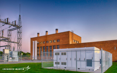 The Lockheed Martin GridStar(TM) Lithium energy-storage system (in foreground) installed in Syracuse, New York, will store and deliver electrical power, and is scalable to larger or smaller applications.