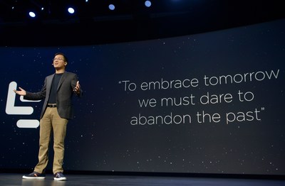 LeEco North America President Richard Ren presents the company's vision to bring great content to smart connected devices at LeEco's U.S. launch event held in San Francisco on Wednesday, October 19, 2016.