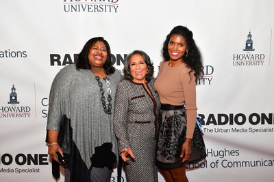 Susan Banks, TV One's EVP, Special Projects, Radio One, Inc. Founder and Chairperson Cathy Hughes and TV One actress Denise Boutte (Media) at the Cathy Hughes School of Communications Celebratory Brunch at Howard University on Sunday, October 23, 2016 in Washington.