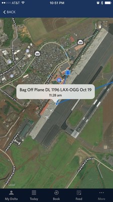Screenshot of map view on the Fly Delta app