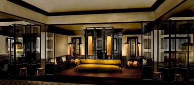 Rendering of the lobby at The Duxton House by Anouska Hempel Design