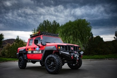 The Alkane Dominator off-road fire/rescue concept SUV is based on a production prototype vehicle created by the new truck OEM Alkane, which is making its North American debut at SEMA. The beastly machine, positioned as an alternative to Humvee-like SUVs, features a durable exterior finish, LINE-X Body Armour and an industry-leading LINE-X PREMIUM bedliner.