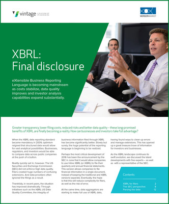 Experts Interviewed on the Reality of XBRL and Structured Data for Financial Reporting: Whitepaper Now Available. Greater transparency, lower filing costs, reduced risks and better data quality - these long-promised benefits of XBRL are finally becoming a reality.