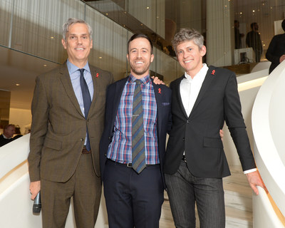 Keith Fox, President of the Board of Directors of the New York City AIDS Memorial Park at St. Vincent's Triangle, with Memorial Co-Founders Christopher Tepper and Paul Kelterborn, celebrated the monument's imminent completion at a reception at Barneys New York.  Photo: Joe Schildhorn/BFA.com