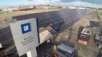 DTE Energy's finished solar installation at GM Warren Transmission Plant