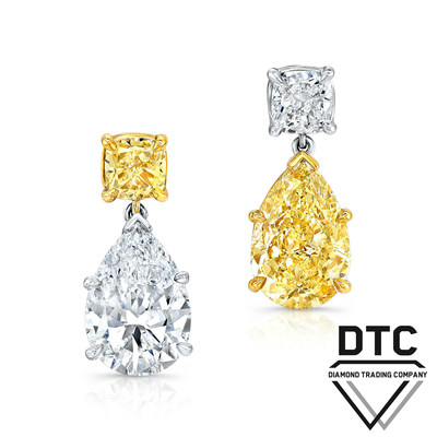 Fancy Yellow and White Diamond Earrings by DTC