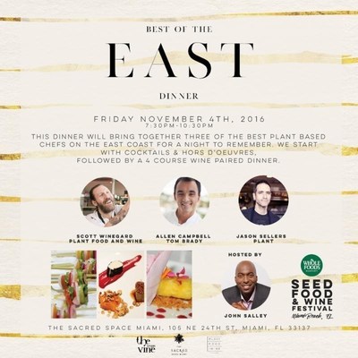 Perennial Strategy Group presents the Best of the East Dinner on Nov. 4, 2016 during the Seed Food and Wine Festival in Miami Beach. Perennial's CEO, Lamell McMorris, will co-host the premiere dinner party.