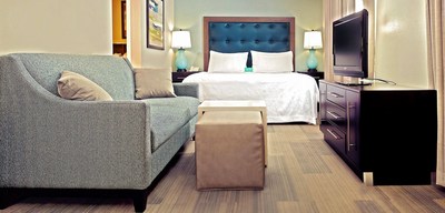 The multi-million dollar renovation of Homewood Suites in Lexington, Kentucky includes new modern furnishings in its guest rooms.