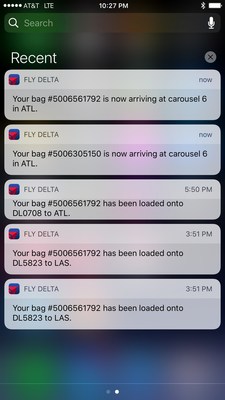 Fly Delta app push notifications take stress out of checking a bag
