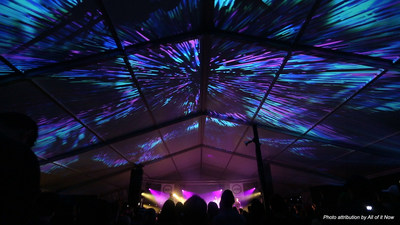 All of it Now used Epson Pro Z-Series projectors to create a 60' x 80' planetarium style projection mapping installation at the space-themed Fun Fun Fun Fest in Austin, Texas.