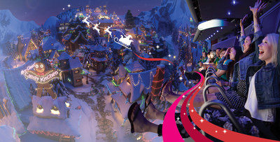 Guests fly to the North Pole on FlyOver America's Christmas ride located at the Mall of America.