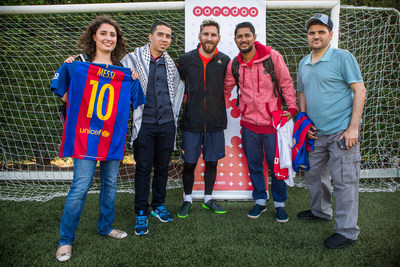 Leo Messi meeting Ooredoo's Stand For Good Winners
