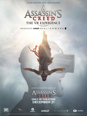 Launching today, the "ASSASSIN'S CREED" Movie VR Experience will take the viewer inside the world of Assassins like never before. The "ASSASSIN'S CREED" Movie VR Experience will be available for free through the Oculus Video app on both Oculus Rift and Samsung Gear VR and as a 360 video on Facebook from December 1. Movie in theaters December 21.