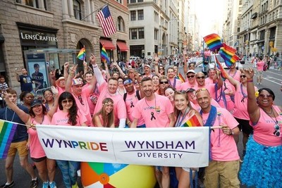 Wyndham Worldwide associates and members of WYNPride participate in the 2016 New York City Pride Celebration. WYNPride is an associate business group dedicated to fostering a culture of acceptance and equality within Wyndham Worldwide.