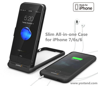 Slim iStand 7 Battery Case Combines with Dock and 3.5mm Headphone Jack. All in all, iStand7 is a portable dock, MFi charger, 3.5mm headphone adapter, wireless charger & a handy stand.