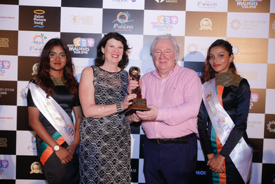 Mr. Graham Cooke, President & Founder, World Travel Awards and Ms. Margaret A. Benua, Chair of the Board, Miami Beach Visitor and Convention Authority at the World Travel Awards Grand Final Gala Ceremony hosted at The Sun Siyam Iru Fushi in Maldives (Photo Credit: World Travel Awards)