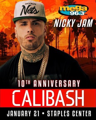 Nicky Jam - the top Latin music artist on "YouTube top music videos of 2016" headlines the special 10th anniversary edition of Calibash